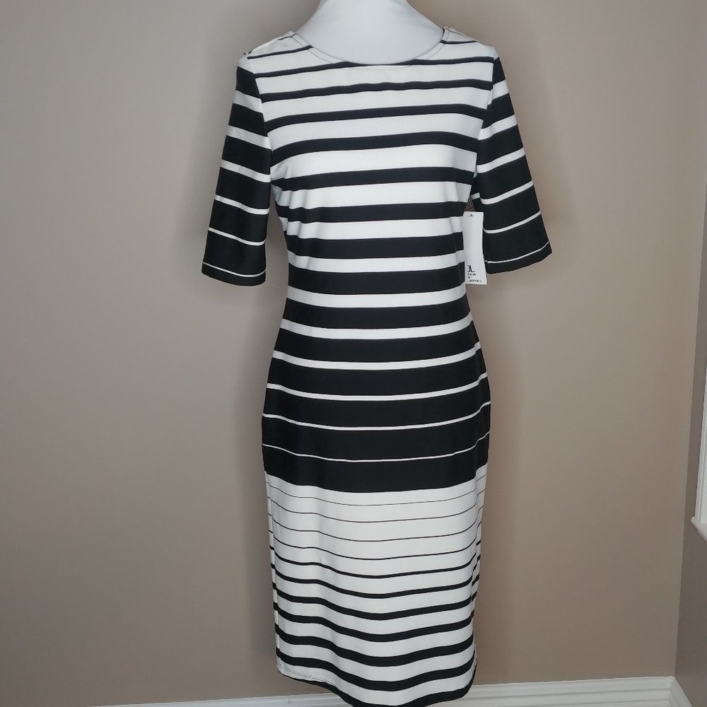 NWT Jules & Leopold Size M Black/White Stripped Dress